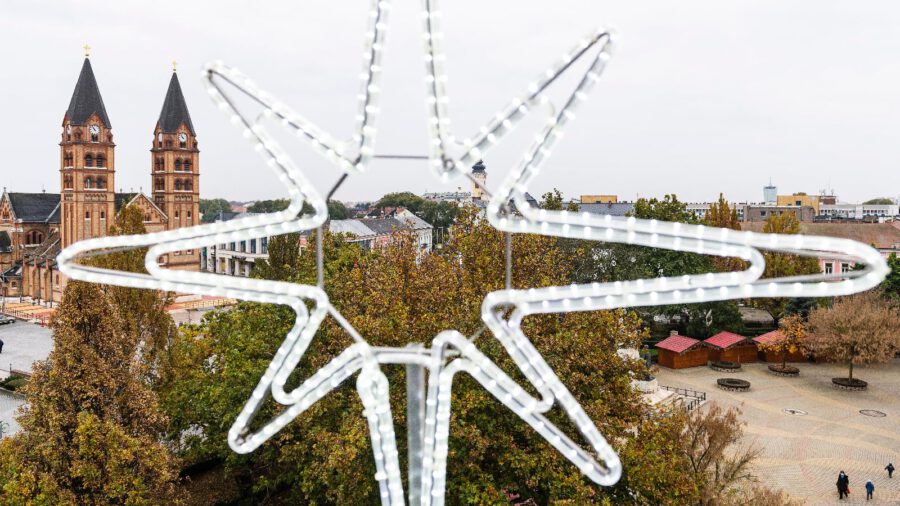 Egy 17 méteres, négytonnás feketefenyő lett Nyíregyháza karácsonyfája